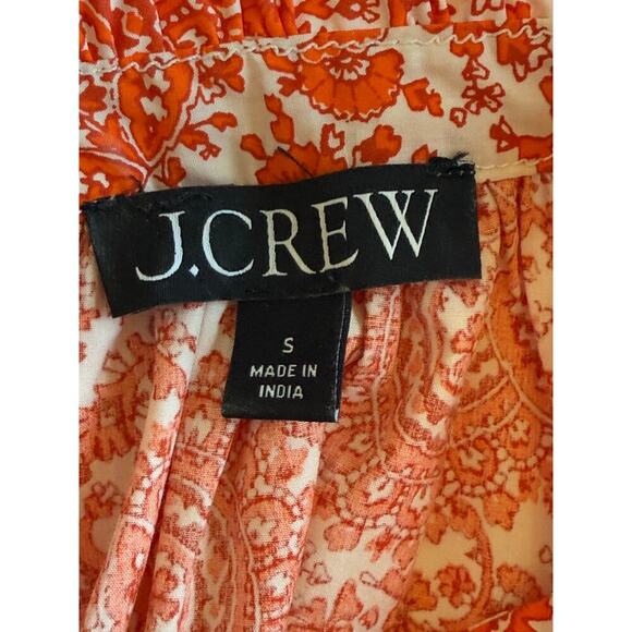 J.Crew Ruffle-Collar Mini Dress in Cotton Poplin Floral Orange White Sz S - Picture 8 of 13